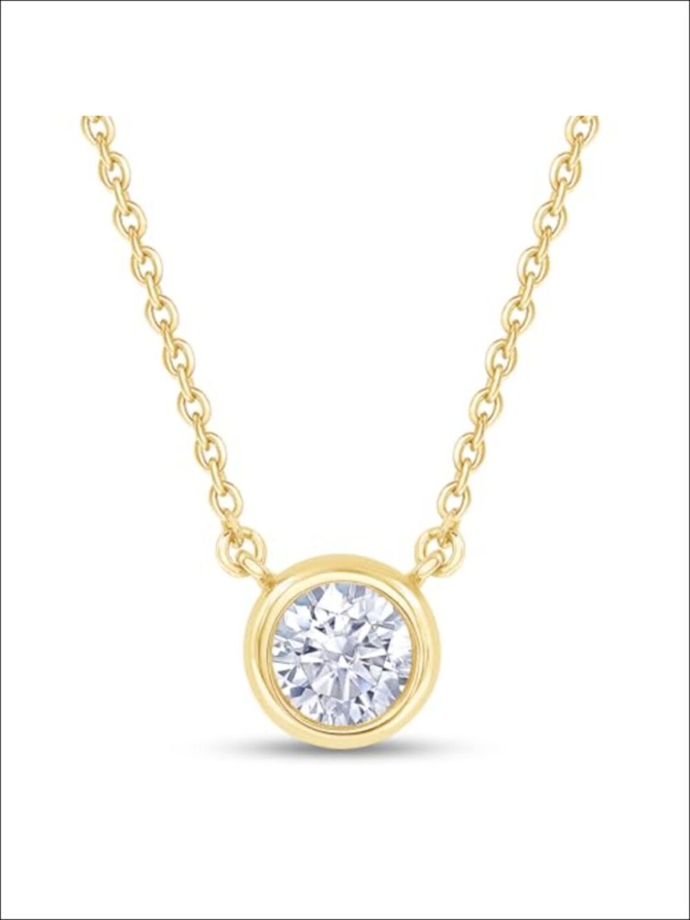 18K Gold Plated Moissanite Solitaire Pendant Choker Necklace 0.90 CT